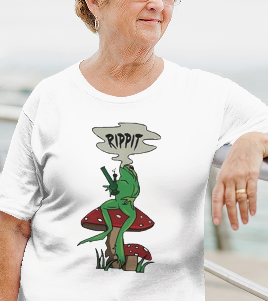 Fourtwenty Rippit Frog Smoking On Mushroom T-Shirt