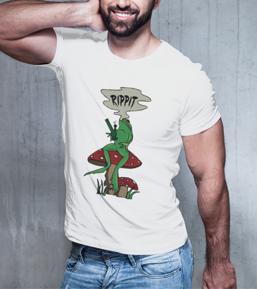 Fourtwenty Rippit Frog Smoking On Mushroom T-Shirt