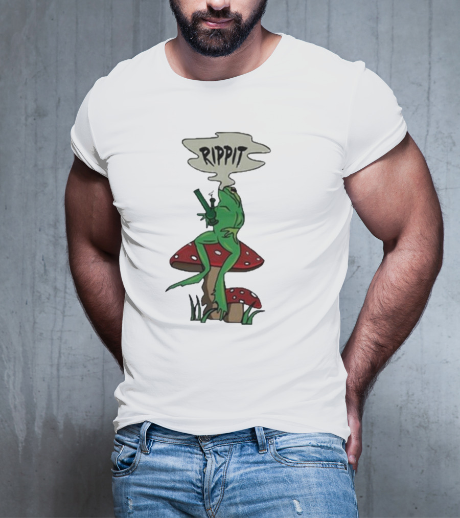 Fourtwenty Rippit Frog Smoking On Mushroom T-Shirt