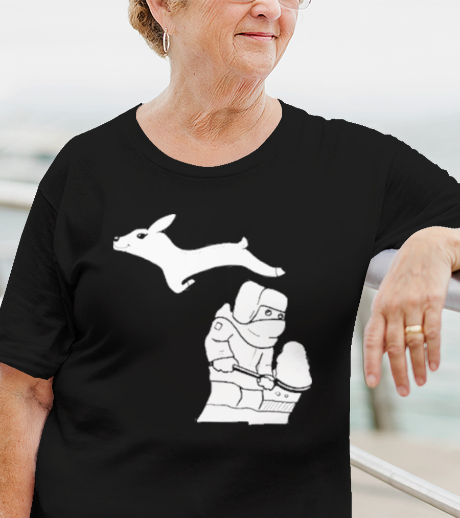 Michigan Snow Shoveling And Skiing Hare T-Shirt