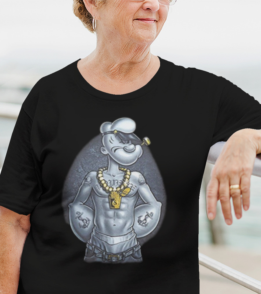 Popeye The Sailor Man Gangster Thug Jewelry Tattoos Pipe T-Shirt