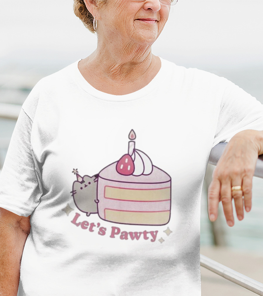 Pusheen Let's Pawty Cake Celebration Grey Marl T-Shirt
