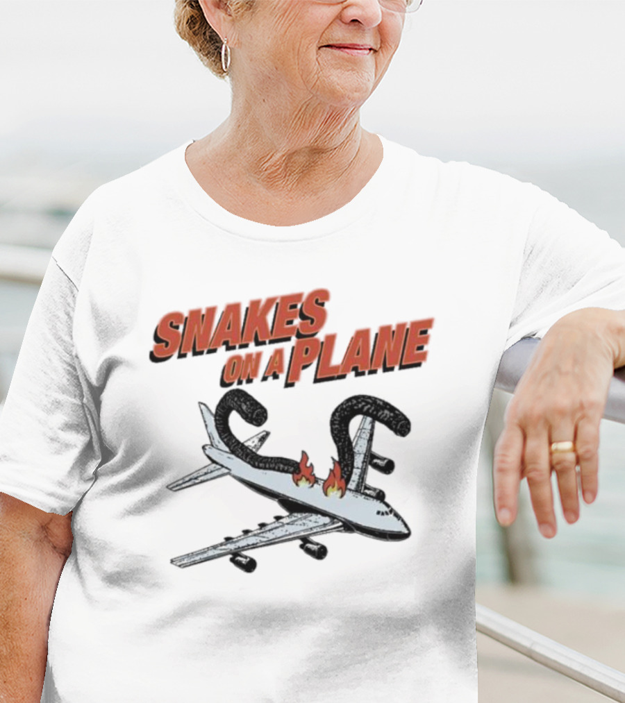 Snakes On A Plane Fire Flames Jet Airliner T-Shirt