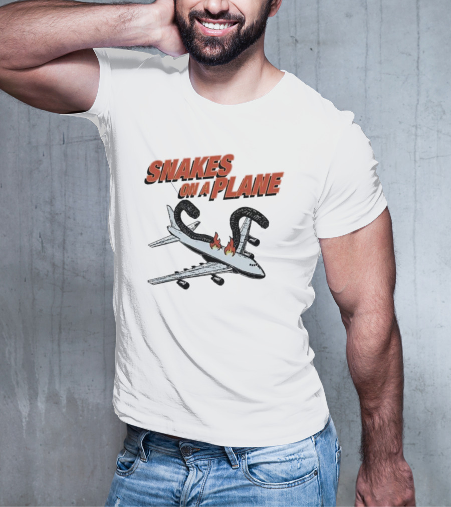 Snakes On A Plane Fire Flames Jet Airliner T-Shirt