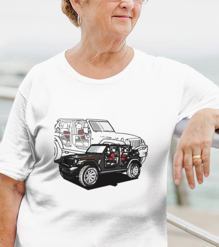 Tunic Jeep Car Illustration With Adventure Elements T-Shirt