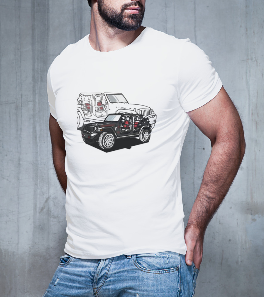 Tunic Jeep Car Illustration With Adventure Elements T-Shirt