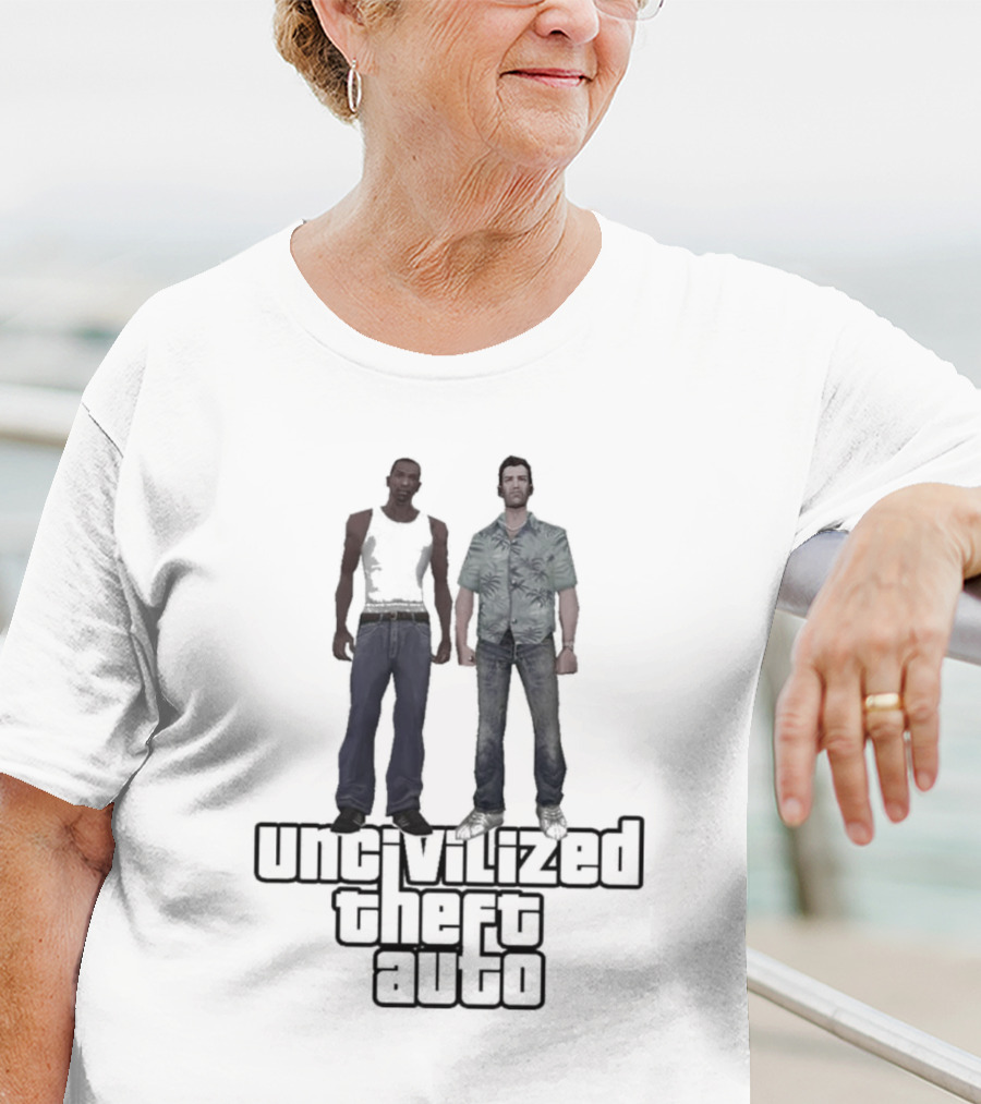 UNCIVILIZED THEFT AUTO GTA Parody Characters T-Shirt