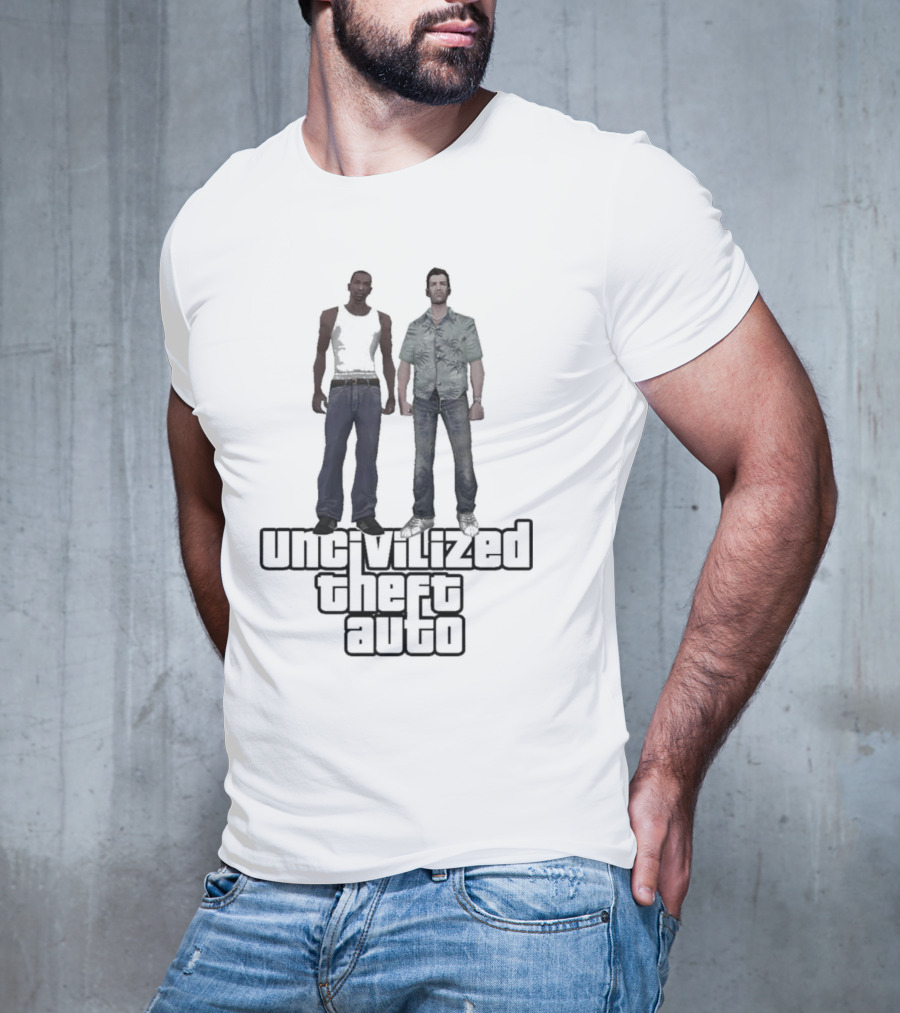 UNCIVILIZED THEFT AUTO GTA Parody Characters T-Shirt