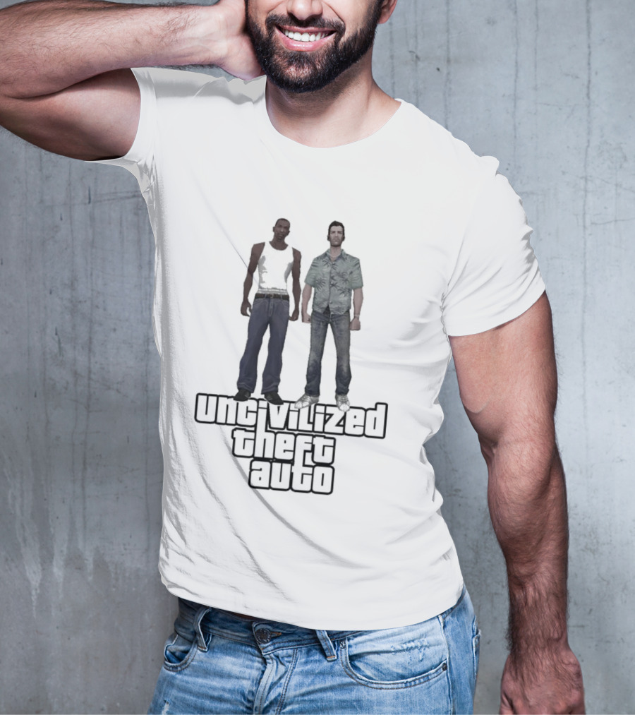 UNCIVILIZED THEFT AUTO GTA Parody Characters T-Shirt