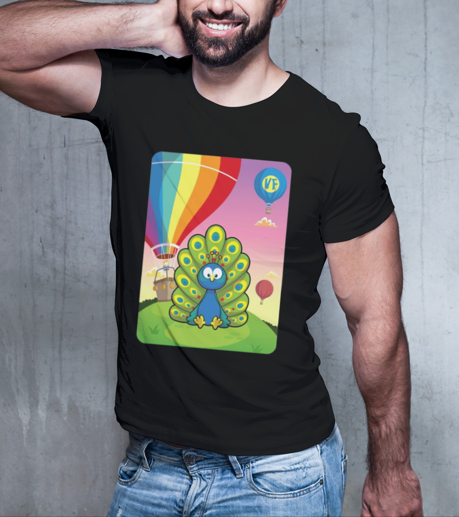 Vee Friends Practical Peacock Colorful Hot Air Balloon Vee Friends T-Shirt