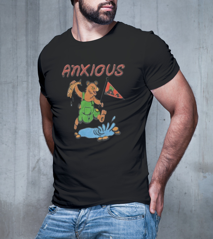 Anxious Bear With Flag And Fish Australia T-Shirt