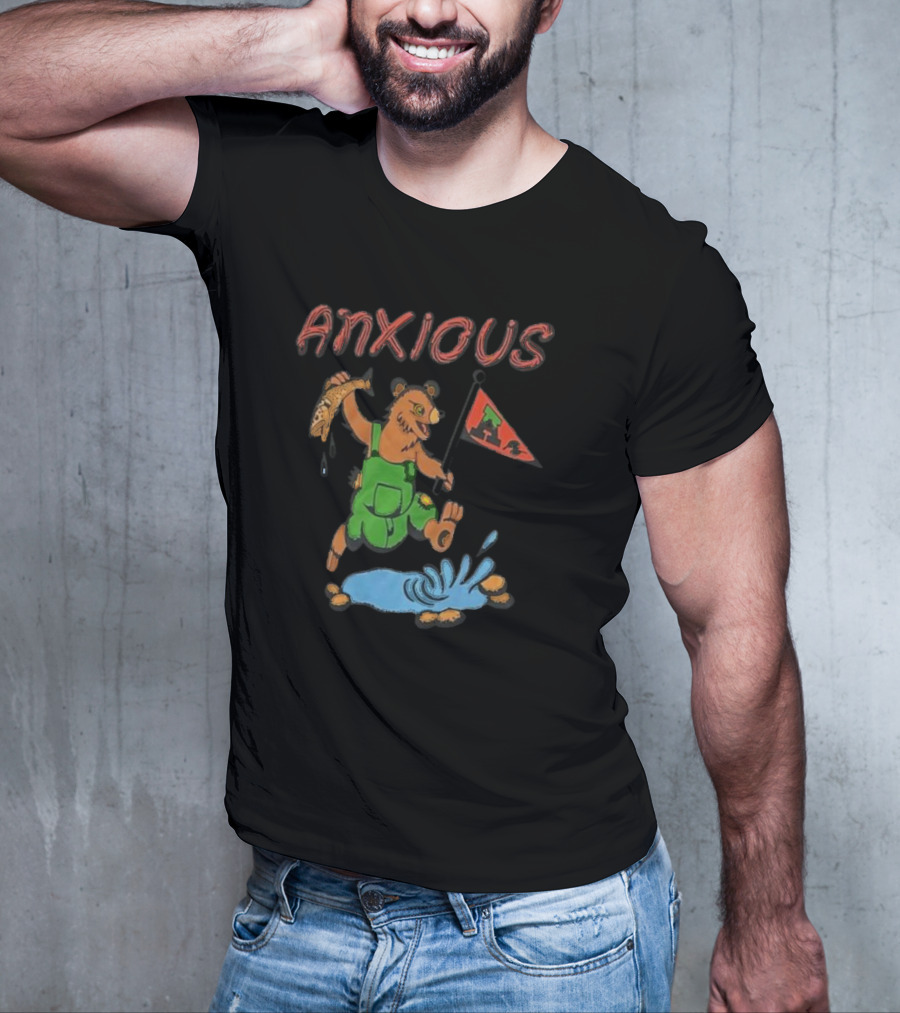 Anxious Bear With Flag And Fish Australia T-Shirt