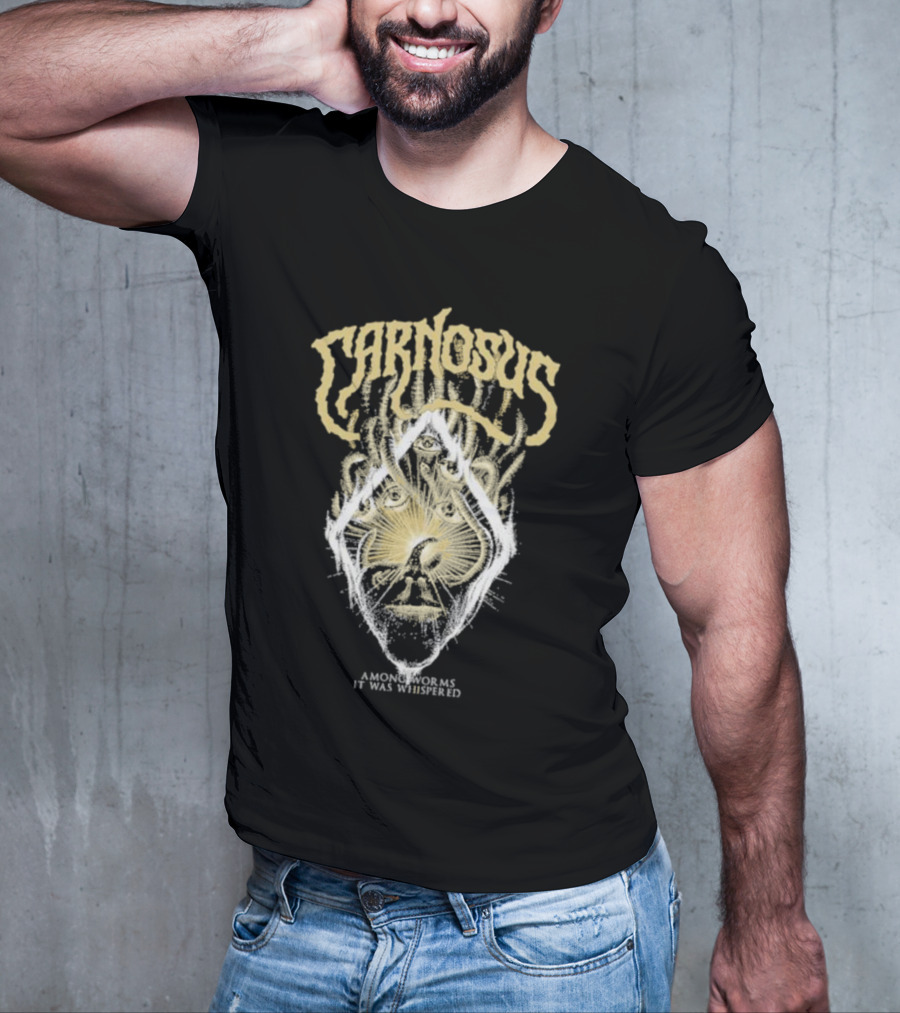 Carnosus Among Worms It Was Whispered Three-Eyed Mystical Face Enclosed In Sunburst Lines T-Shirt
