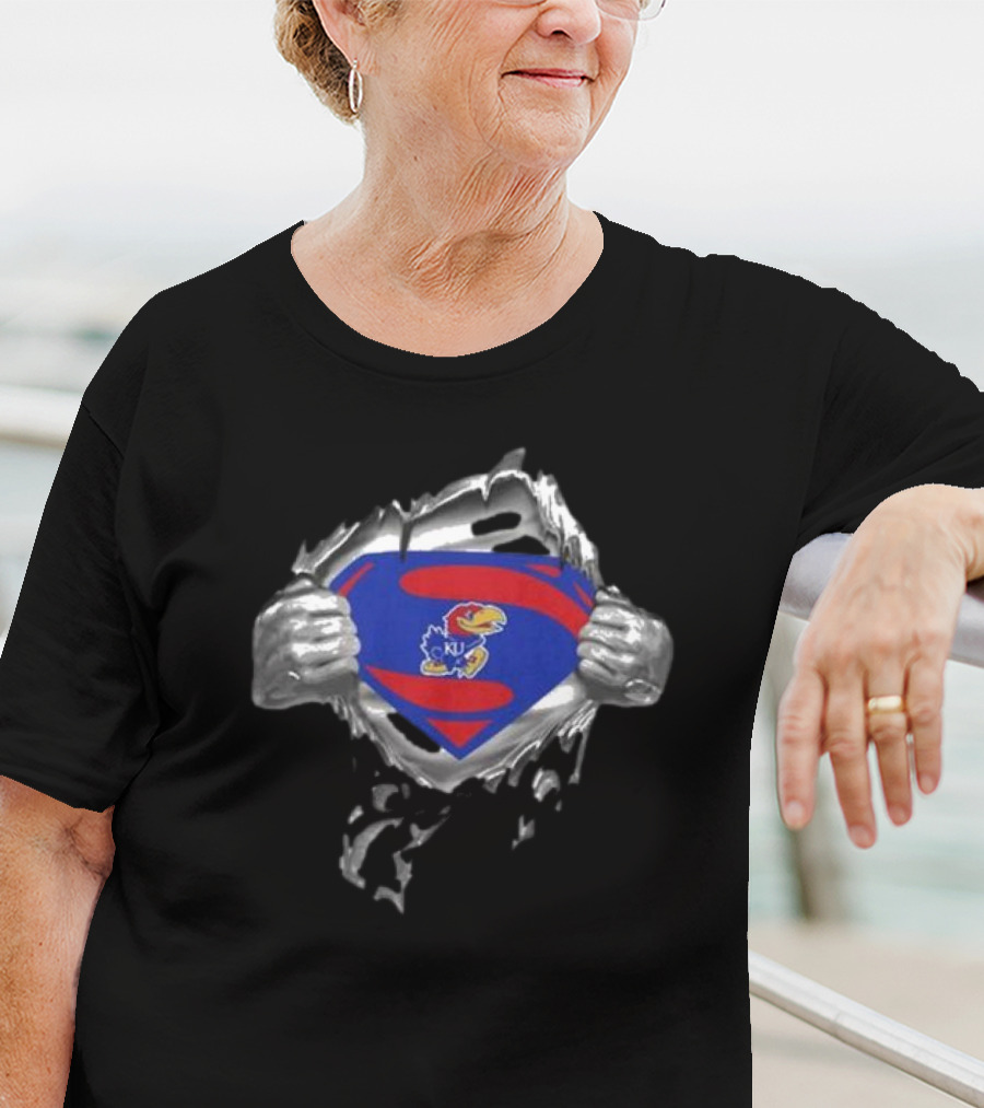 Kansas Jayhawks Emblem Revealed Inside Superman T-Shirt