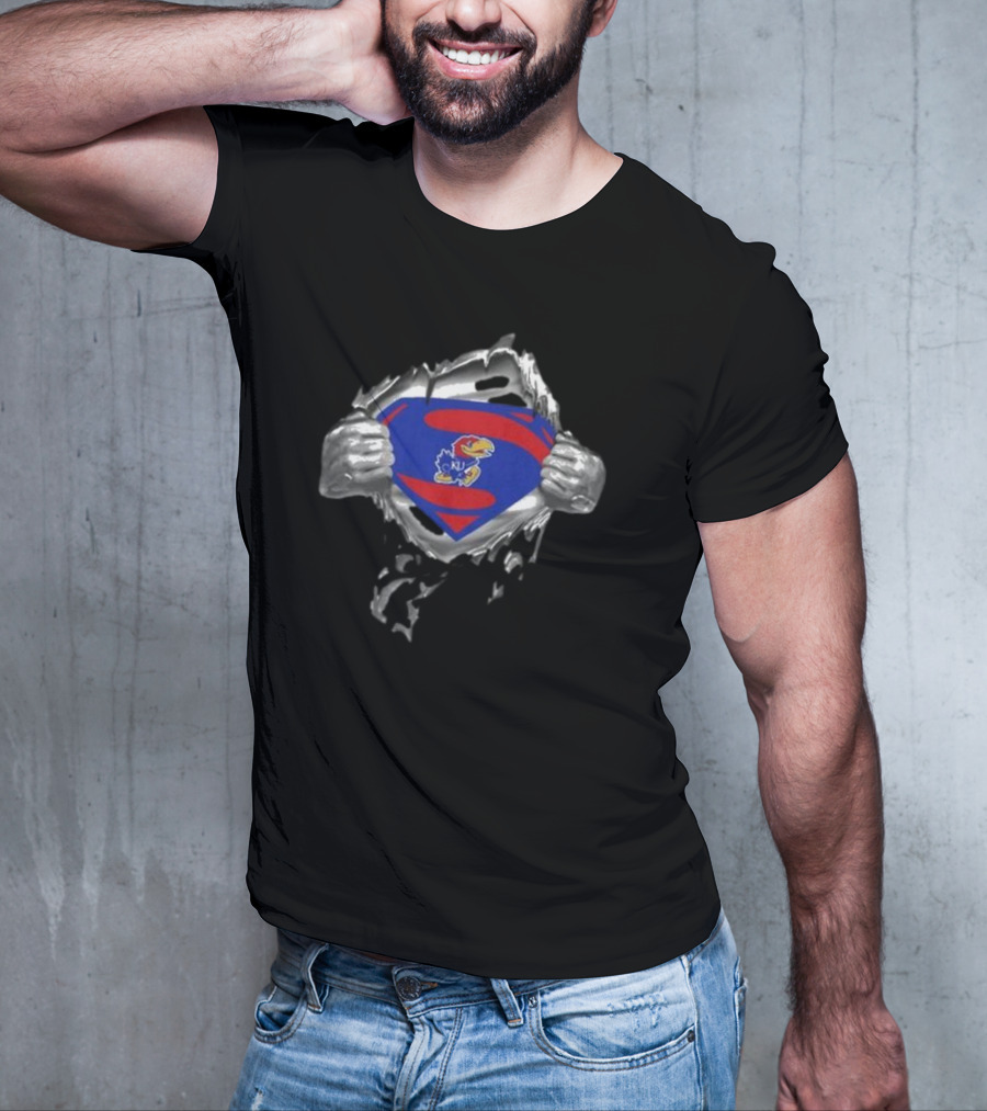 Kansas Jayhawks Emblem Revealed Inside Superman T-Shirt