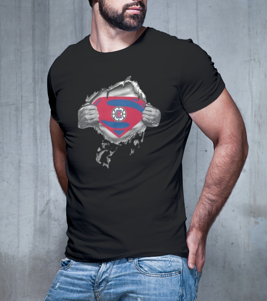 LA Clippers Superhero Emblem Reveal T-Shirt
