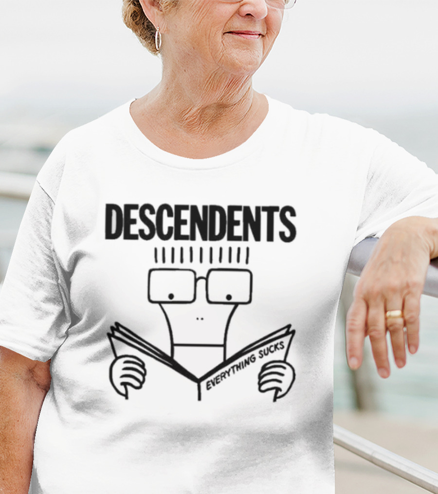 DESCENDENTS Everything Sucks Album Cover Cartoon Character Reading Book T-Shirt