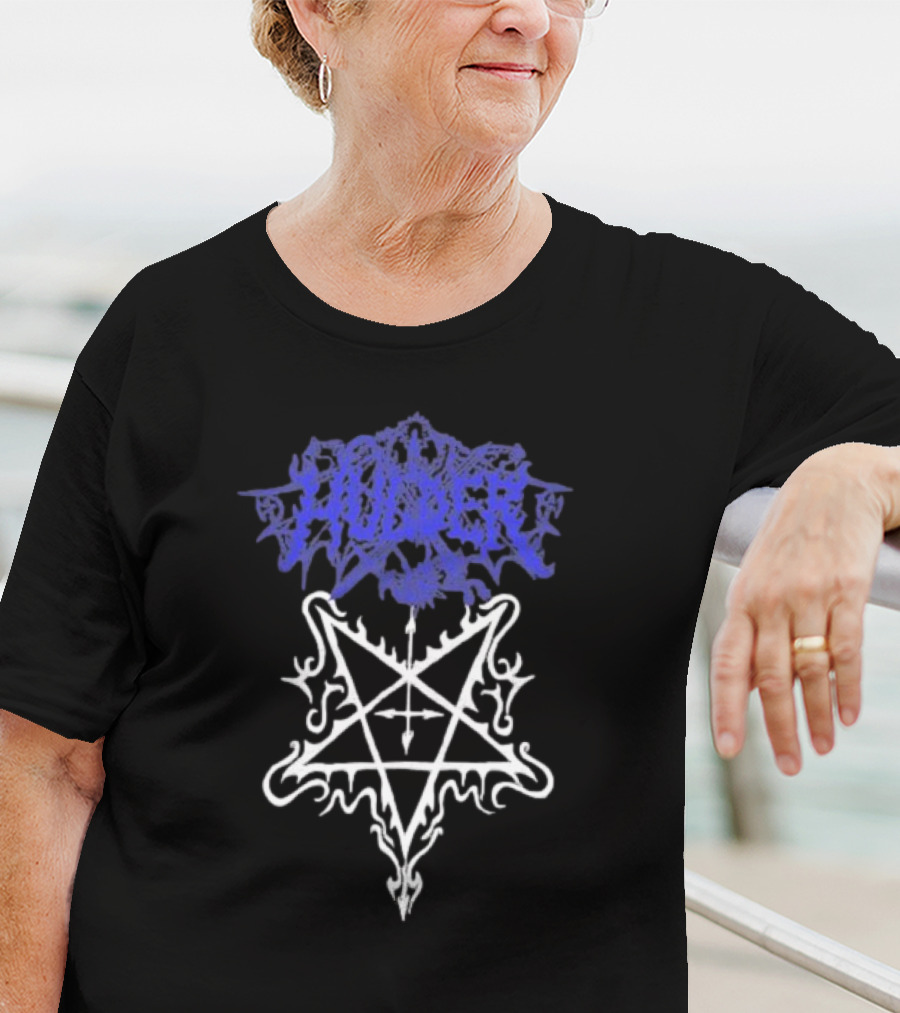 Hulder Pentagram Symbol With Decorative White Inverted Star And Blue T-Shirt