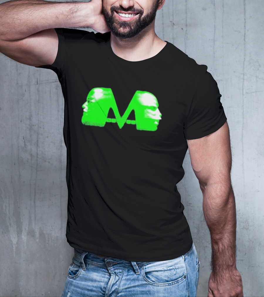 Mansionz M Faces Neon Green Portrait T-Shirt