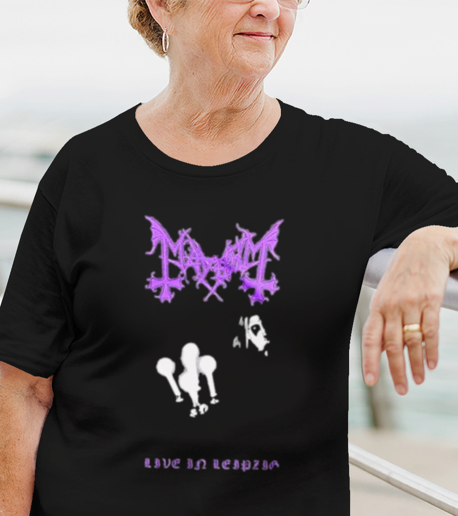 Mayhem Live In Leipzig Gothic Logo And Abstract Figure T-Shirt