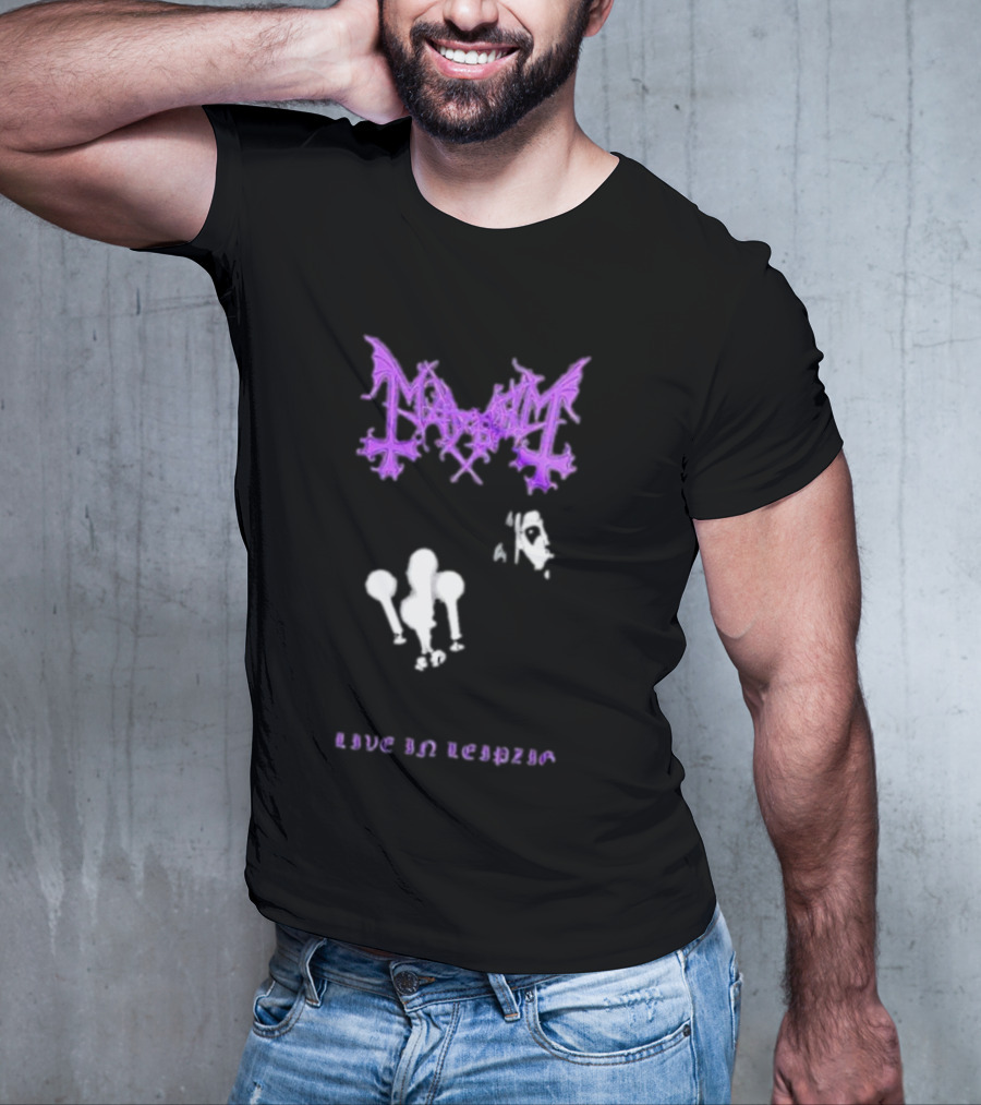 Mayhem Live In Leipzig Gothic Logo And Abstract Figure T-Shirt