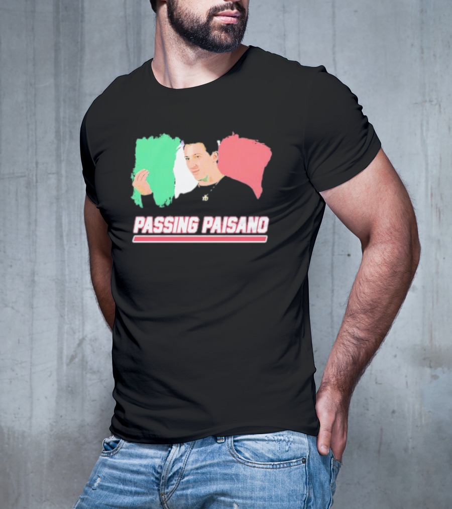 Passing Paisano Italian Gesture Flag Background T-Shirt