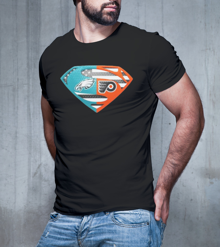 Philadelphia Eagles Philadelphia Flyers Superman Logo Mashup T-Shirt