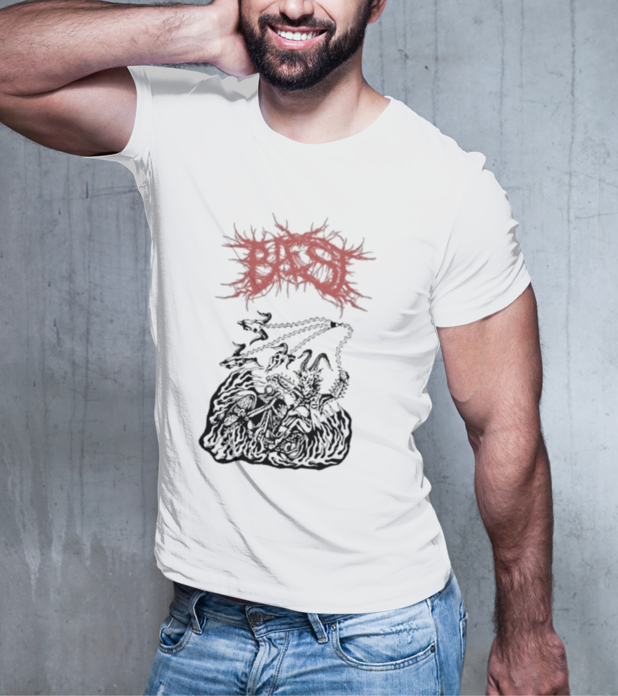 BAEST Biker Goat Rider Chains And Flames T-Shirt