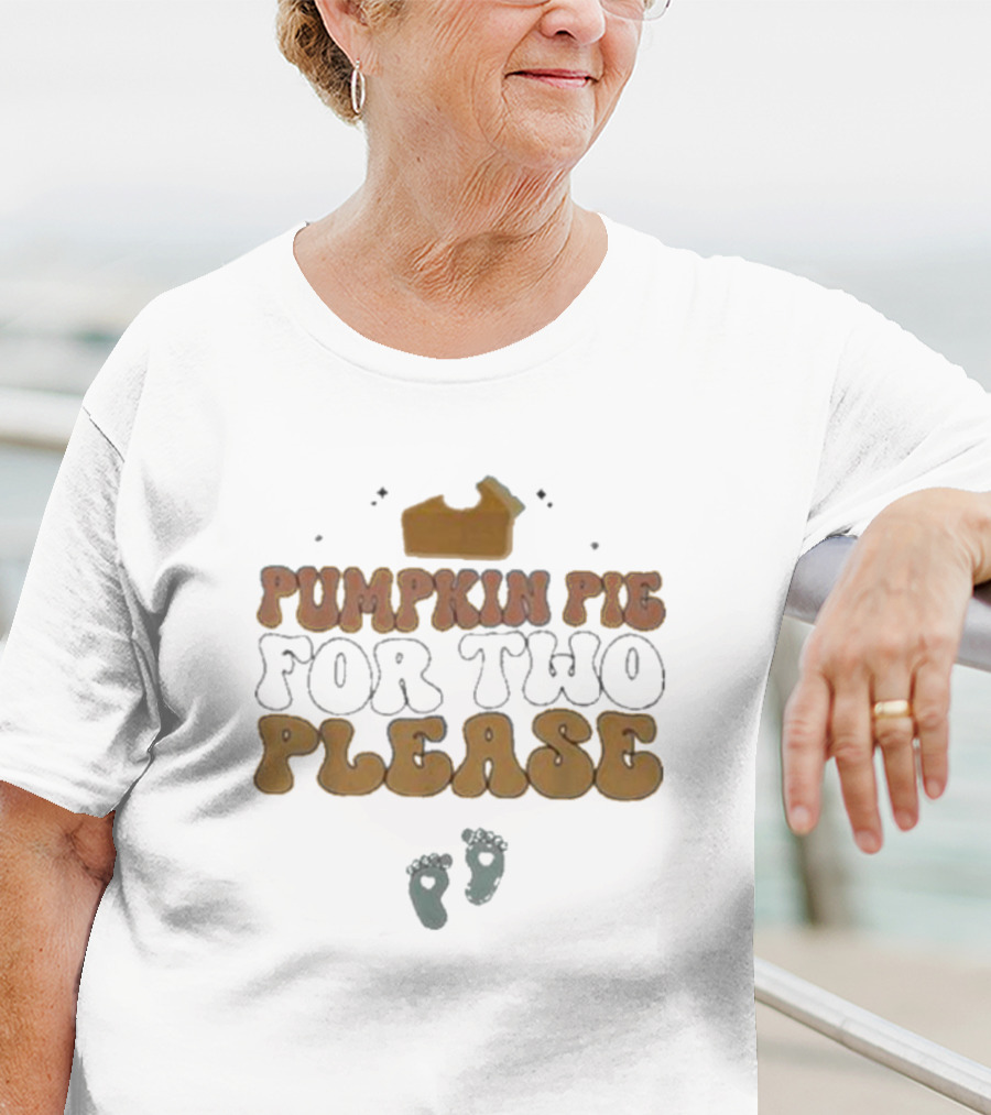 Pumpkin Pie Please Cute Pregnancy Announcement With Baby Footprints T-Shirt