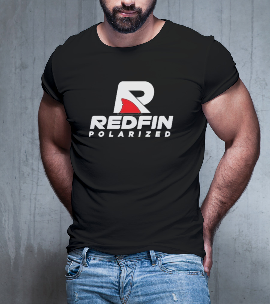 REDFIN POLARIZED R SHARK LOGO WHITE AND RED T-Shirt