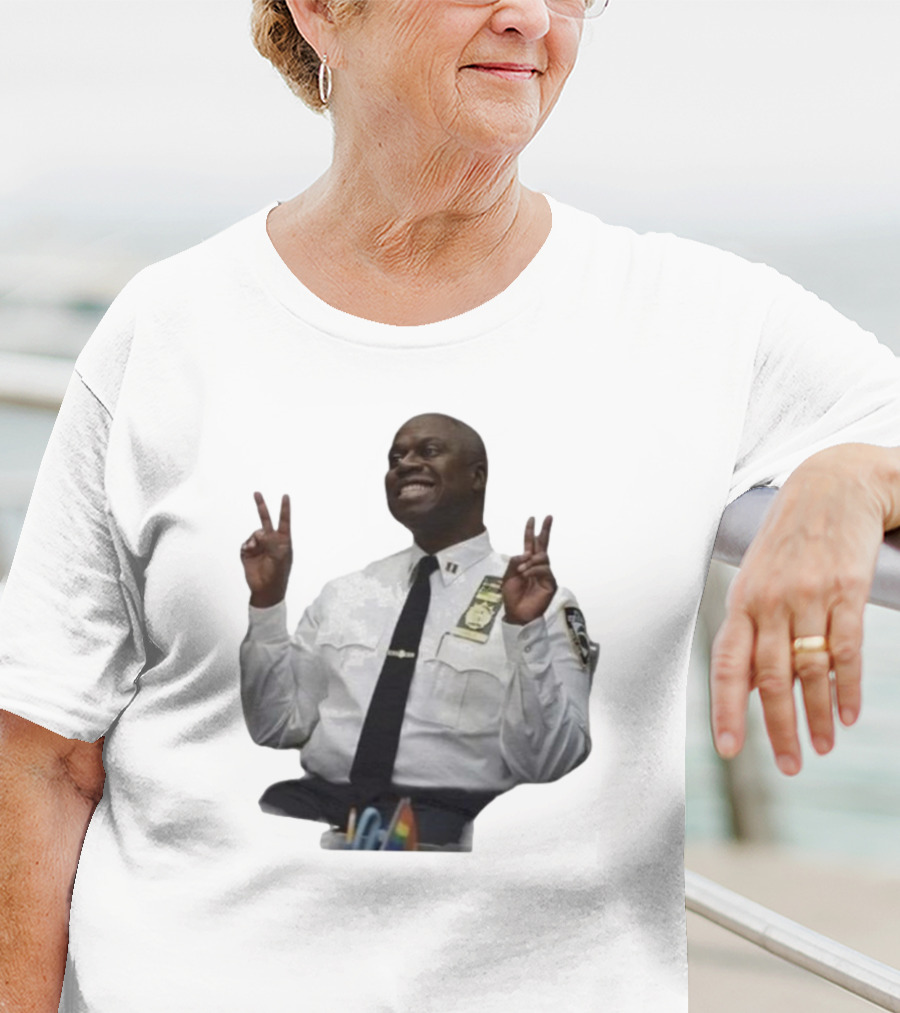 Smiling Captain Raymond Holt Andre Braugher Peace Signs Brooklyn Nine Nine T-Shirt