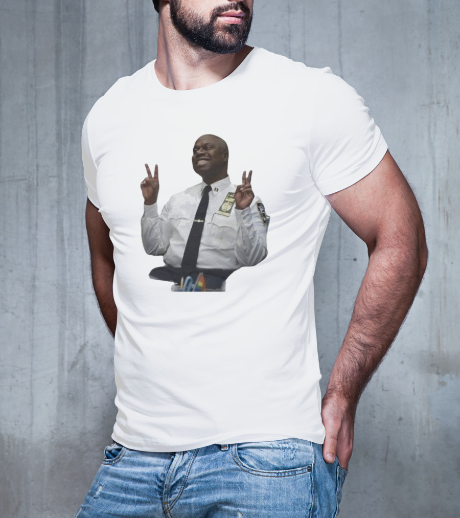 Smiling Captain Raymond Holt Andre Braugher Peace Signs Brooklyn Nine Nine T-Shirt