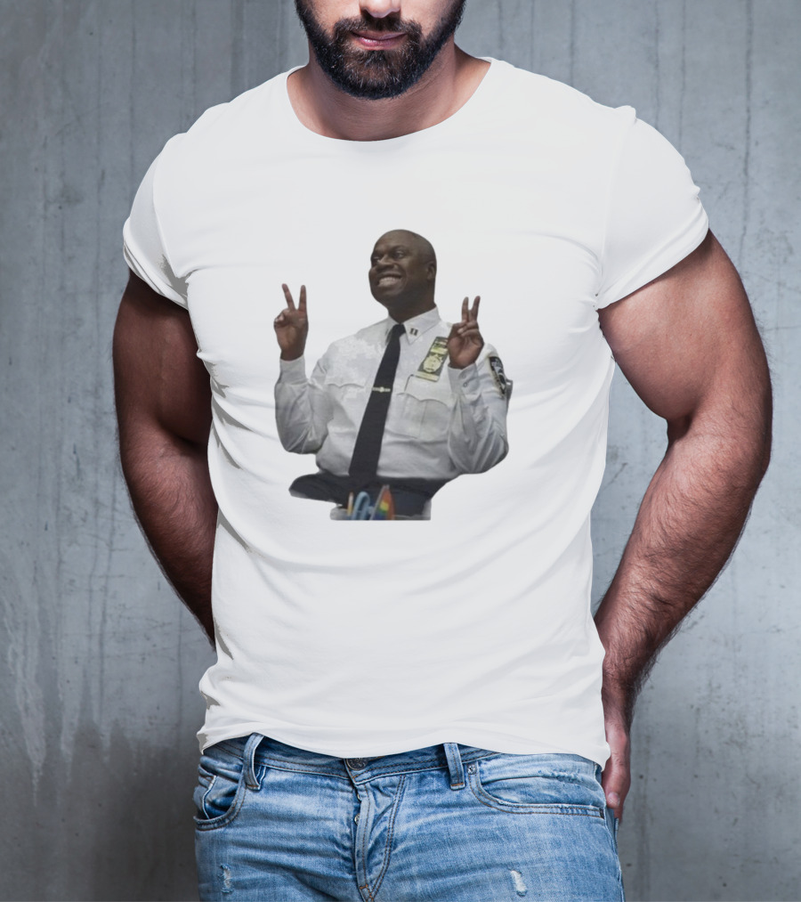 Smiling Captain Raymond Holt Andre Braugher Peace Signs Brooklyn Nine Nine T-Shirt