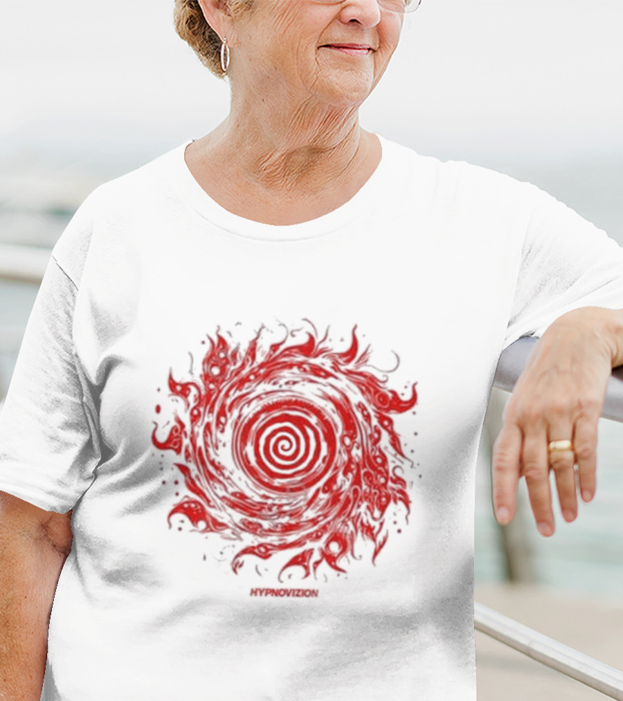 Vortex Flocked Invincible Fire Spiral T-Shirt