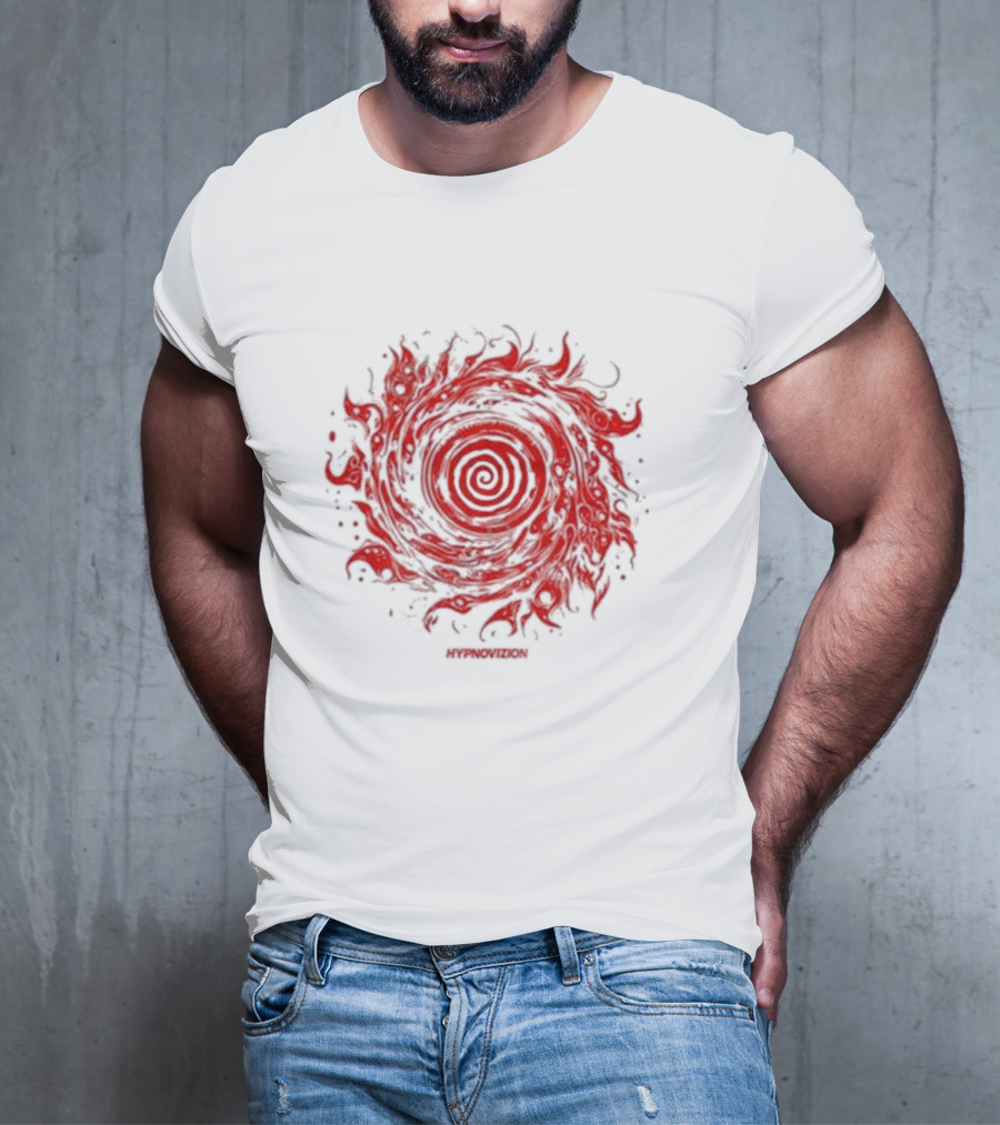Vortex Flocked Invincible Fire Spiral T-Shirt