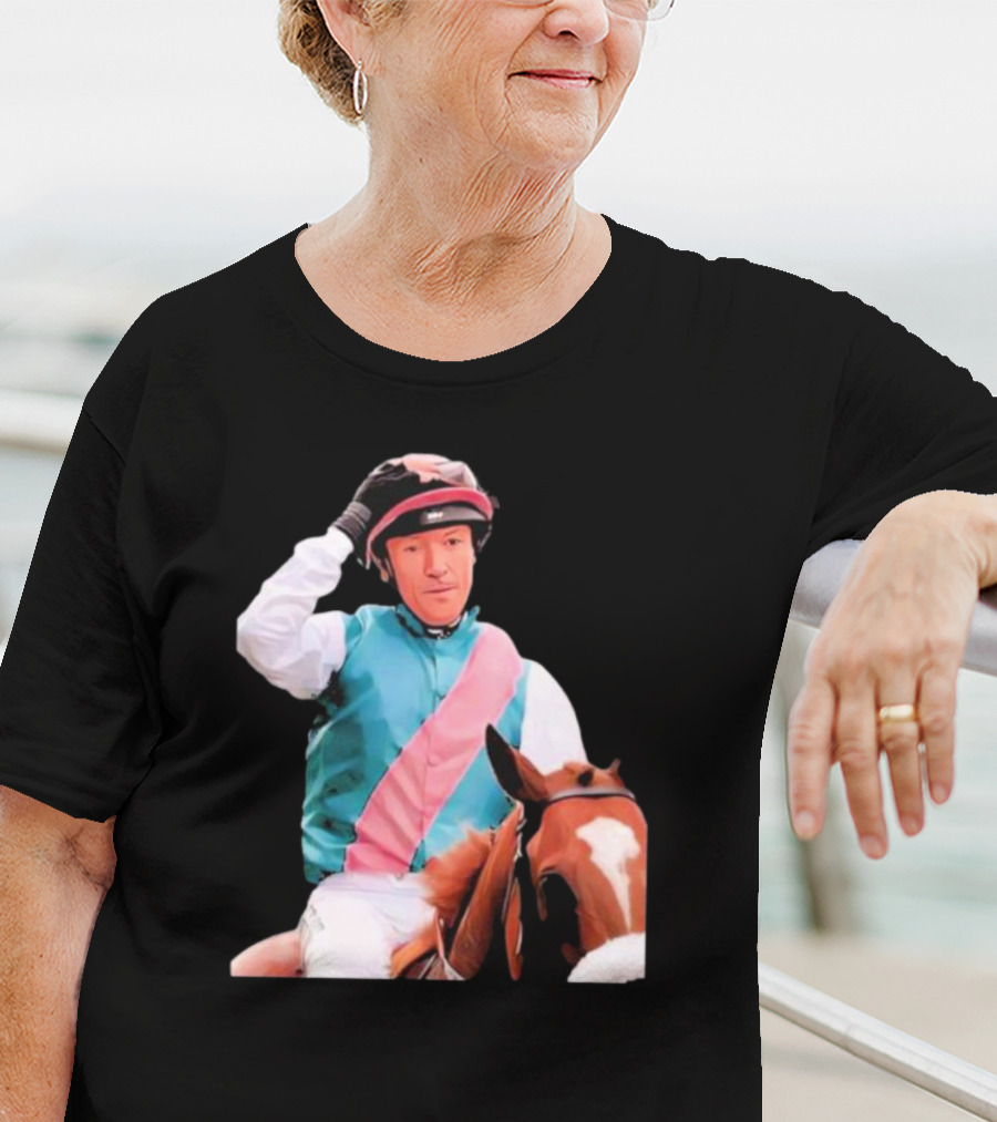 Frankie Dettori Cartoon Jockey Horse Racing Themed Image T-Shirt