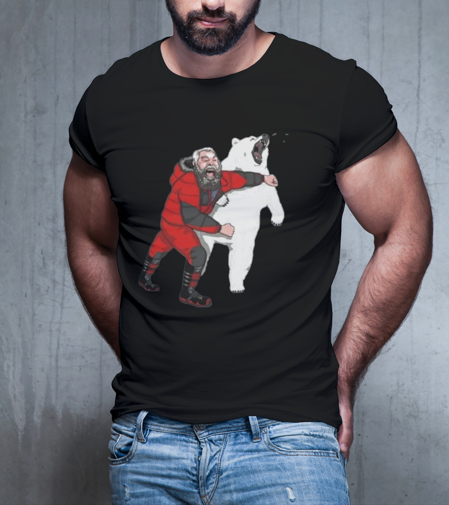 Blessed Bear Fighter Polar Punching Scene T-Shirt
