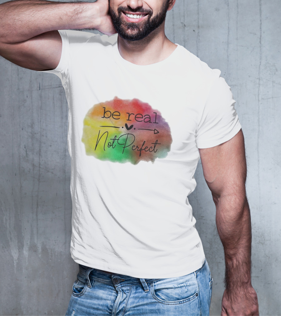 Be Real Not Perfect Casual Print Colorful Heart Arrow T-Shirt