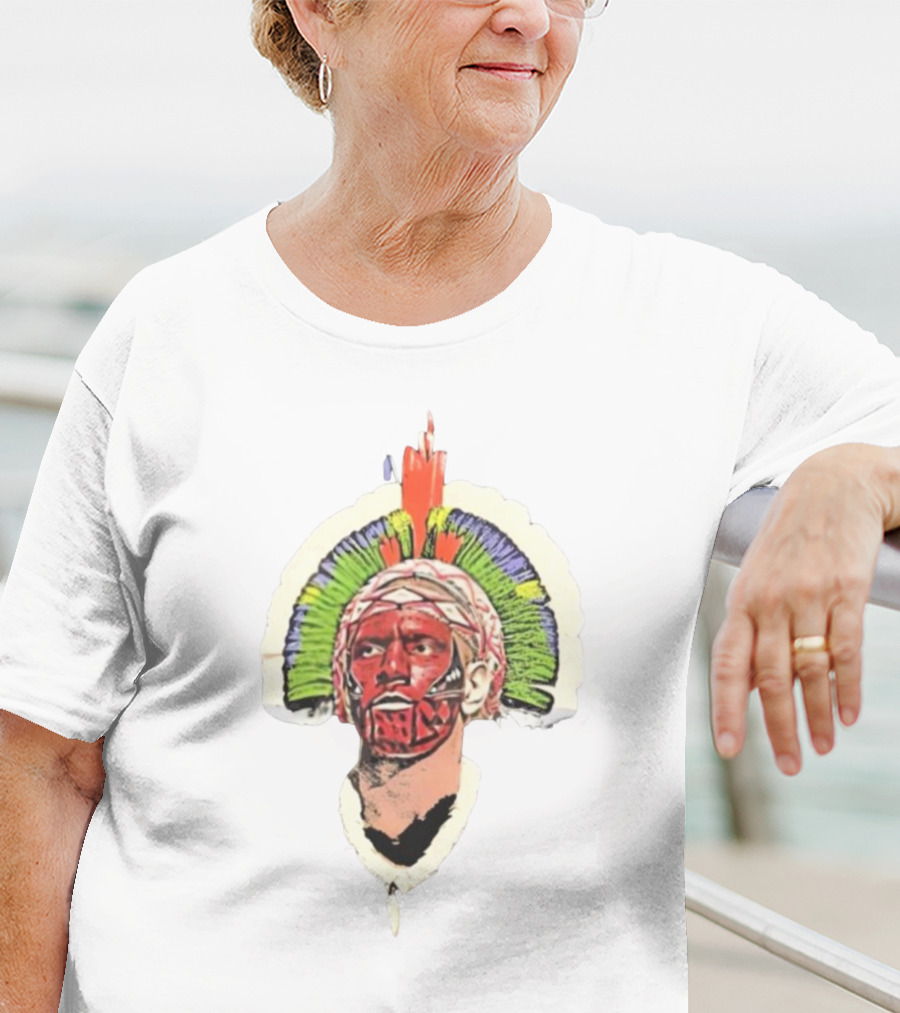 Quality Big Face Poatan Indigenous Headdress War Paint T-Shirt