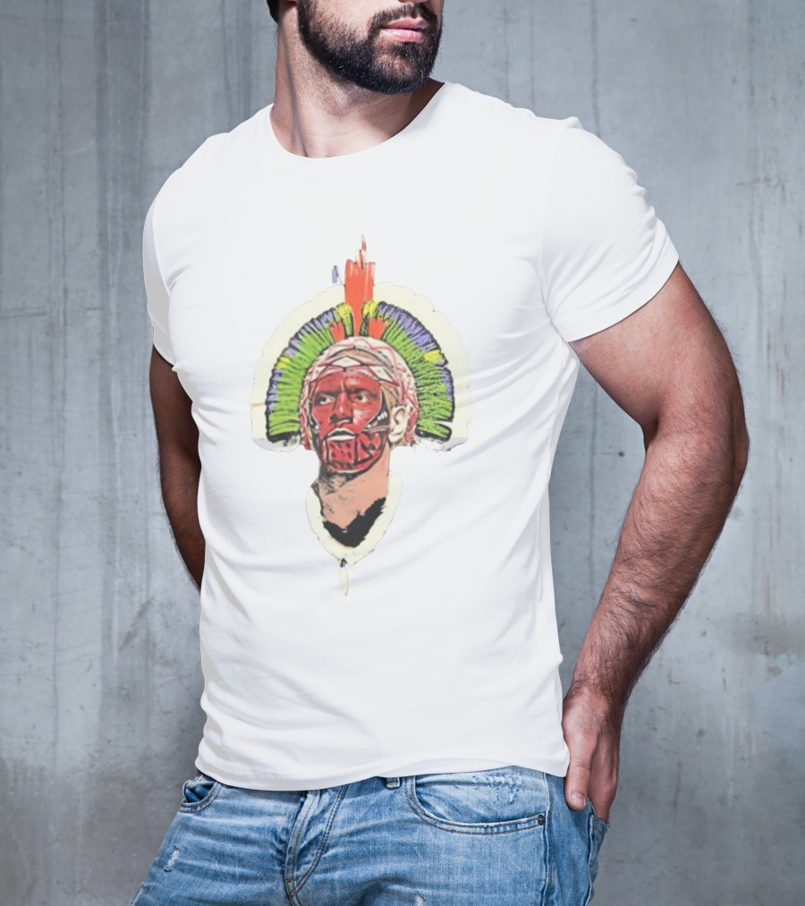 Quality Big Face Poatan Indigenous Headdress War Paint T-Shirt