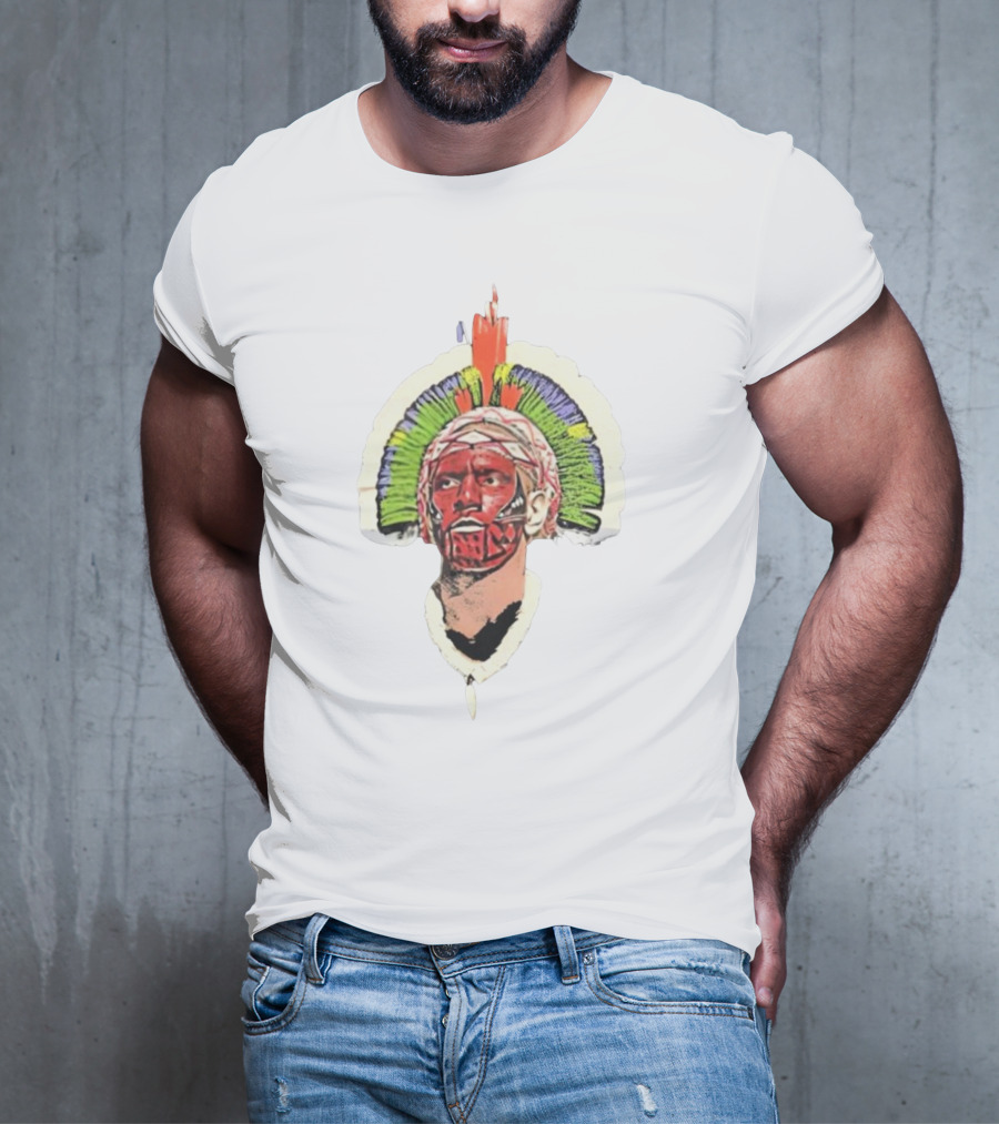 Quality Big Face Poatan Indigenous Headdress War Paint T-Shirt