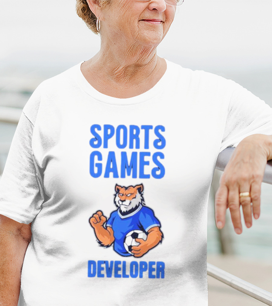 Sports Games Developer Tiger Holding Soccer Ball T-Shirt