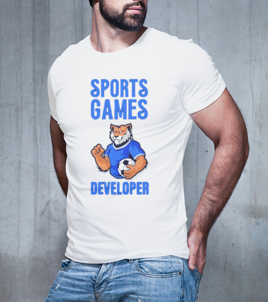 Sports Games Developer Tiger Holding Soccer Ball T-Shirt