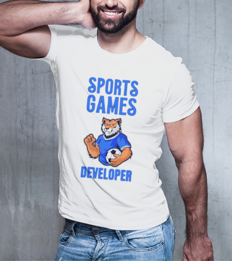 Sports Games Developer Tiger Holding Soccer Ball T-Shirt