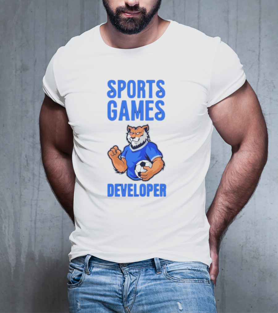 Sports Games Developer Tiger Holding Soccer Ball T-Shirt