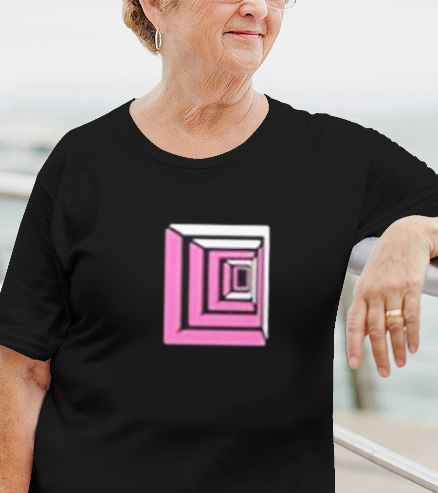 Shoplucid Pink Geometric Square Optical Illusion T-Shirt