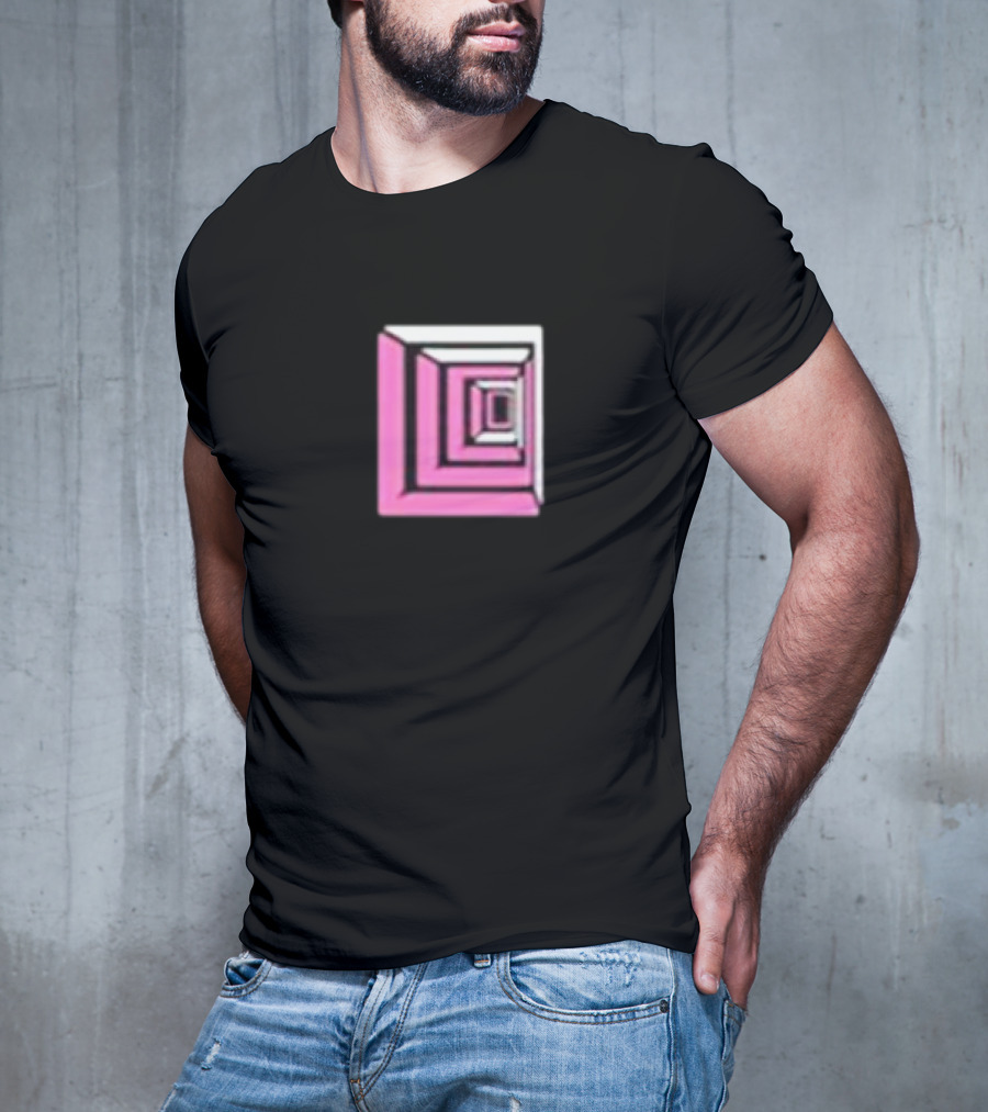 Shoplucid Pink Geometric Square Optical Illusion T-Shirt