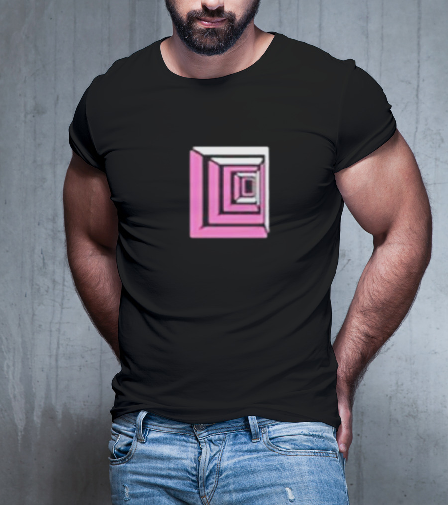 Shoplucid Pink Geometric Square Optical Illusion T-Shirt