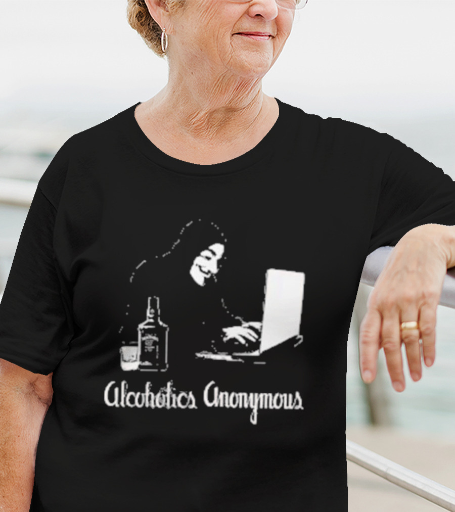 Alcoholics Anonymous Guy Fawkes Mask Hacker With Laptop T-Shirt