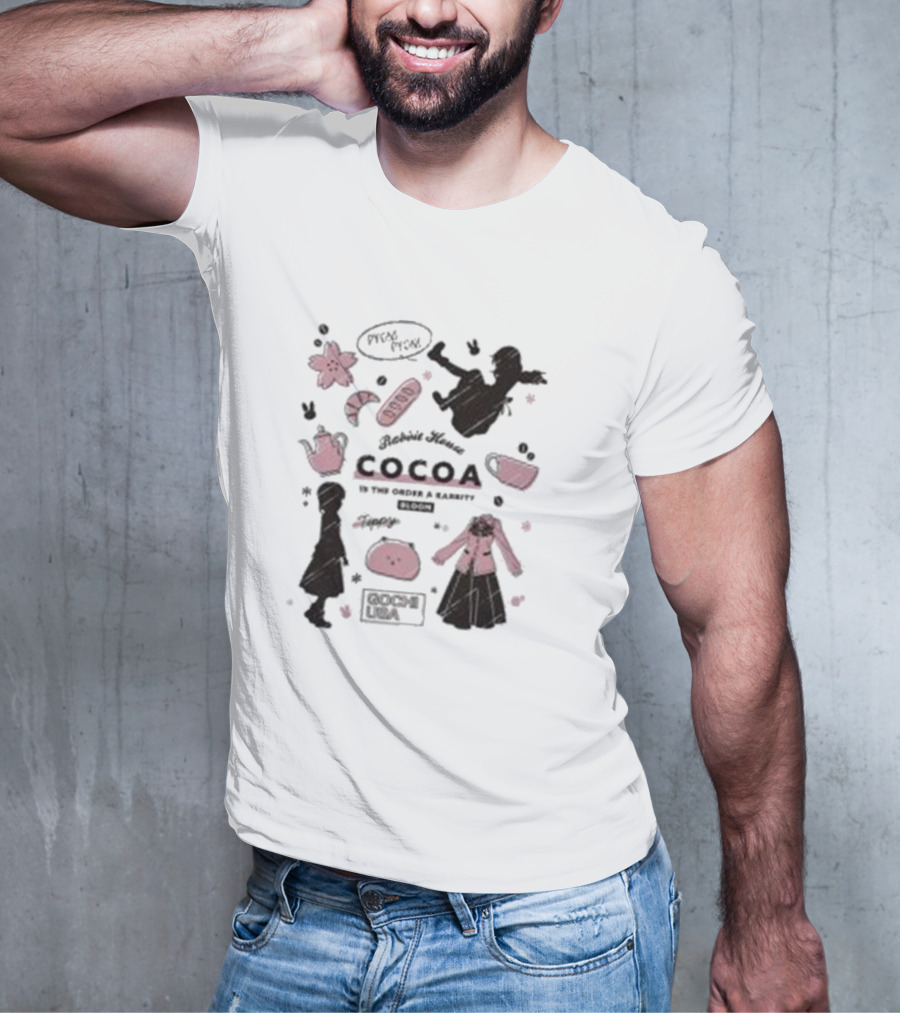 Is The Order A Rabbit Bloom Cocoa Rabbit House Sketch Blossom Tea T-Shirt
